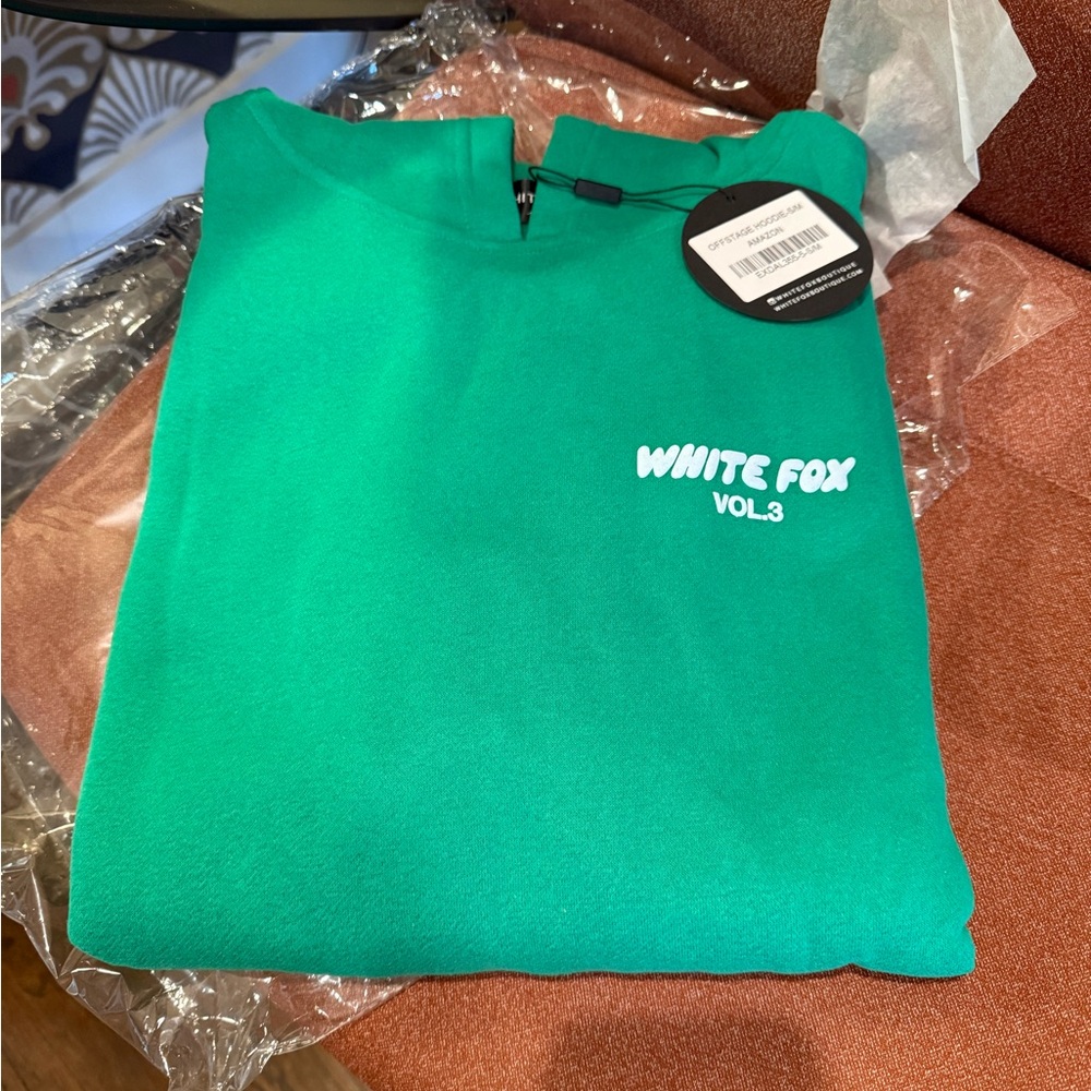 White Fox Green Hoodie